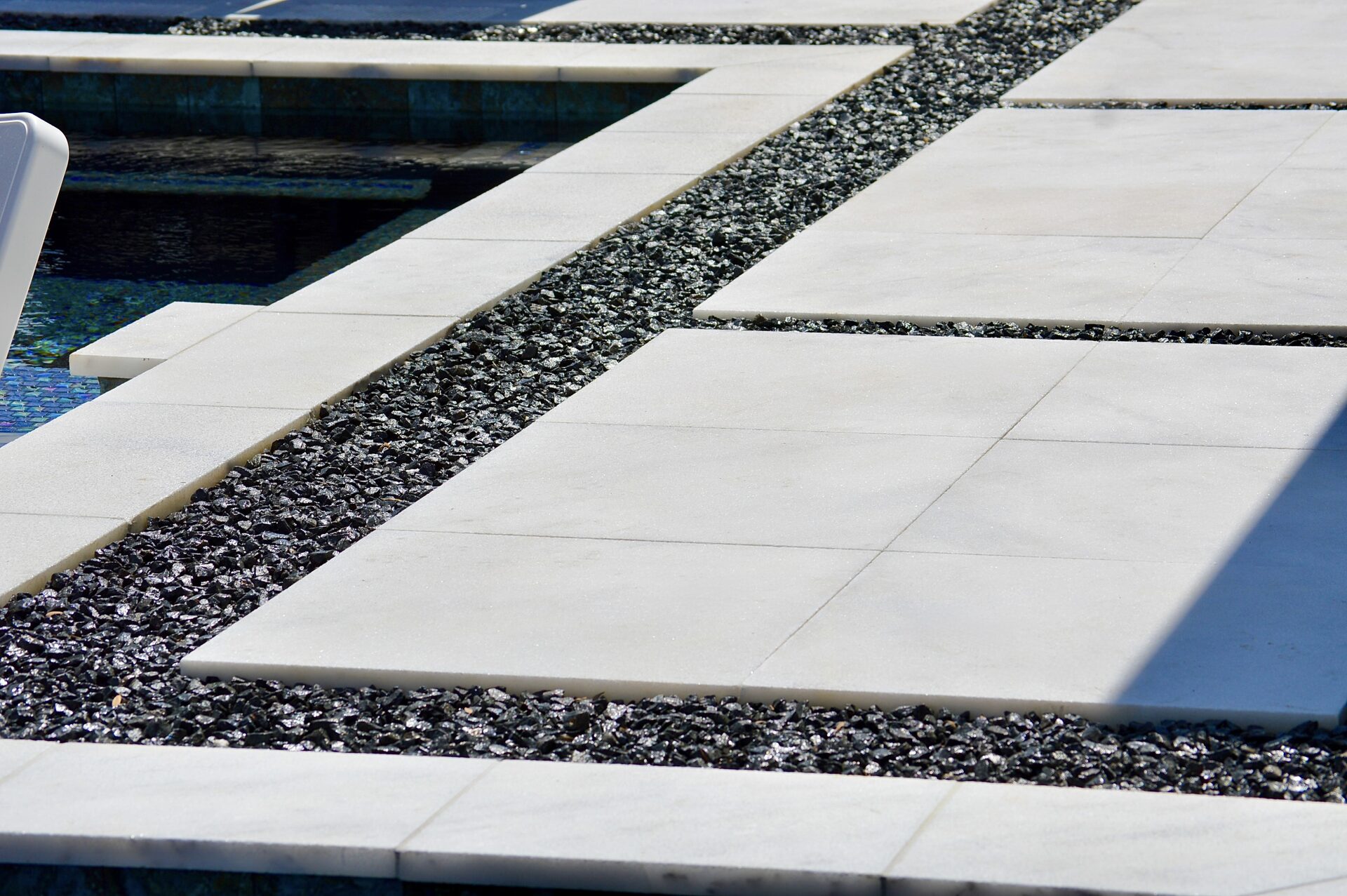 6001 White Sandblasted Marble Pool Deck