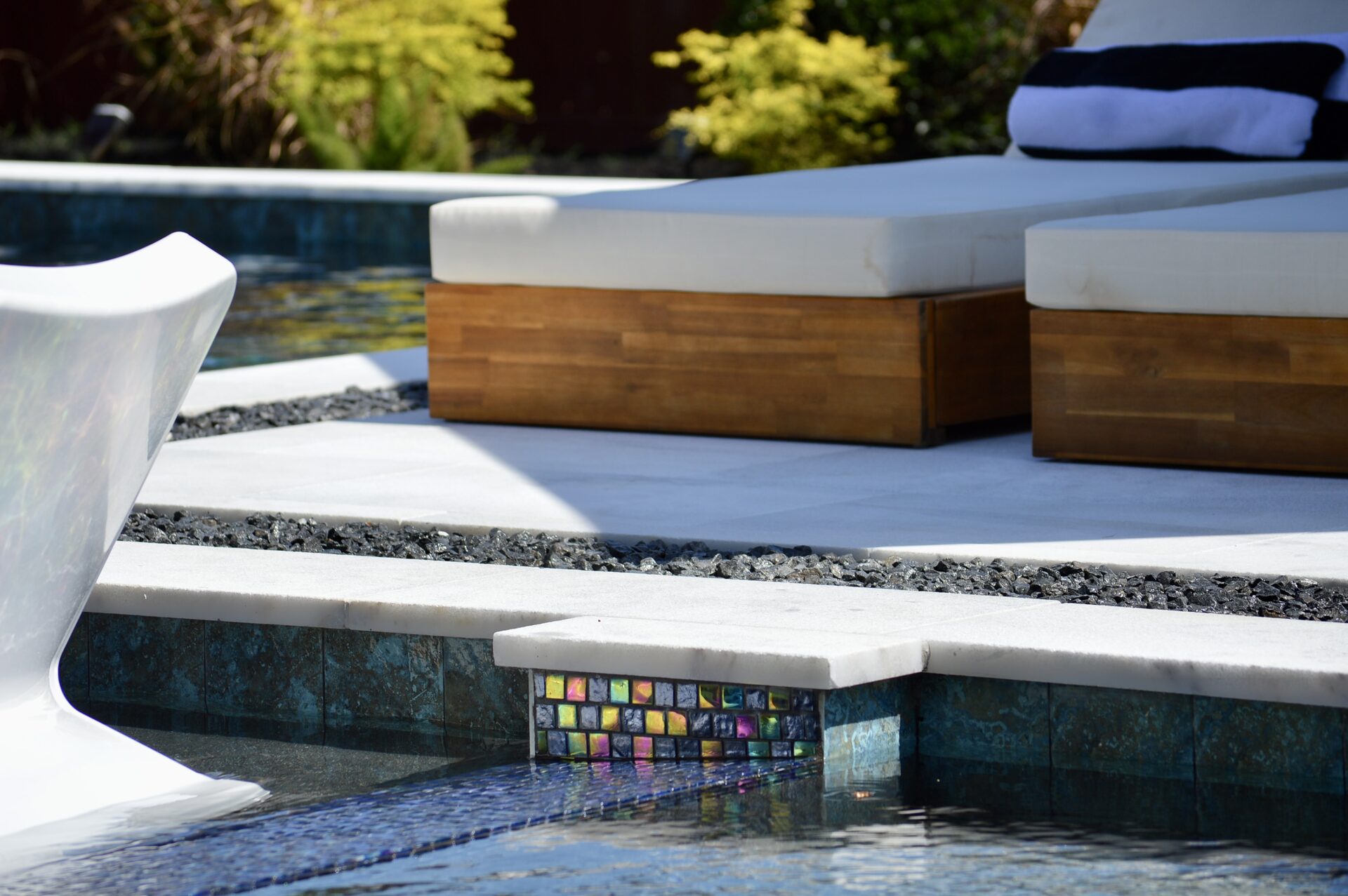 6001 White Sandblasted Marble Pool Deck